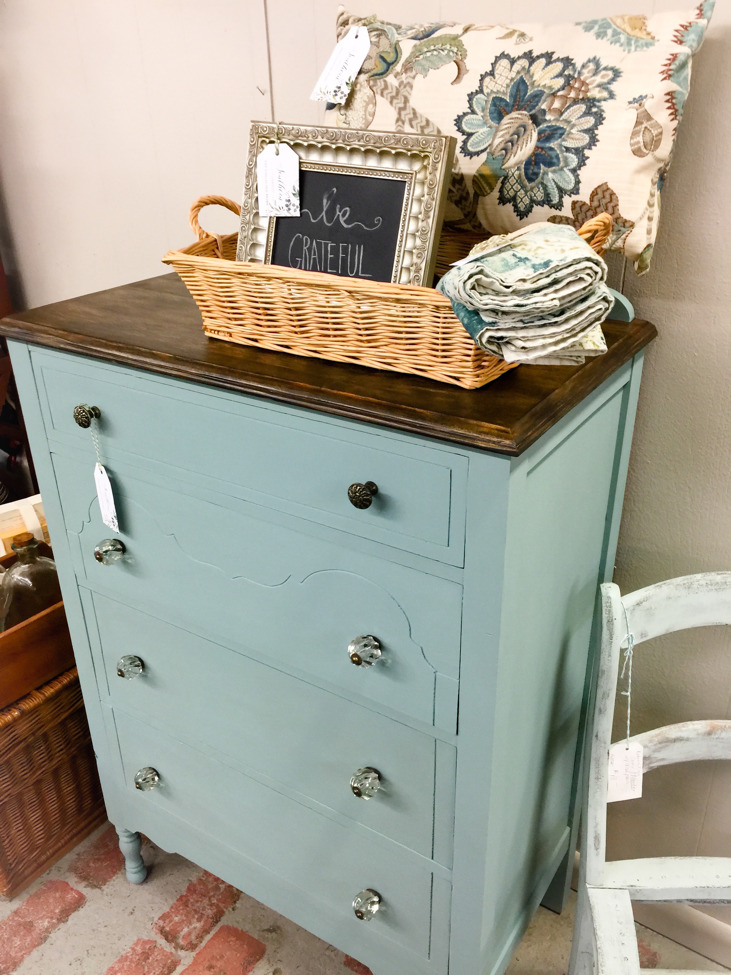 Vintage Duck Egg & An Antique Chest Of Drawers