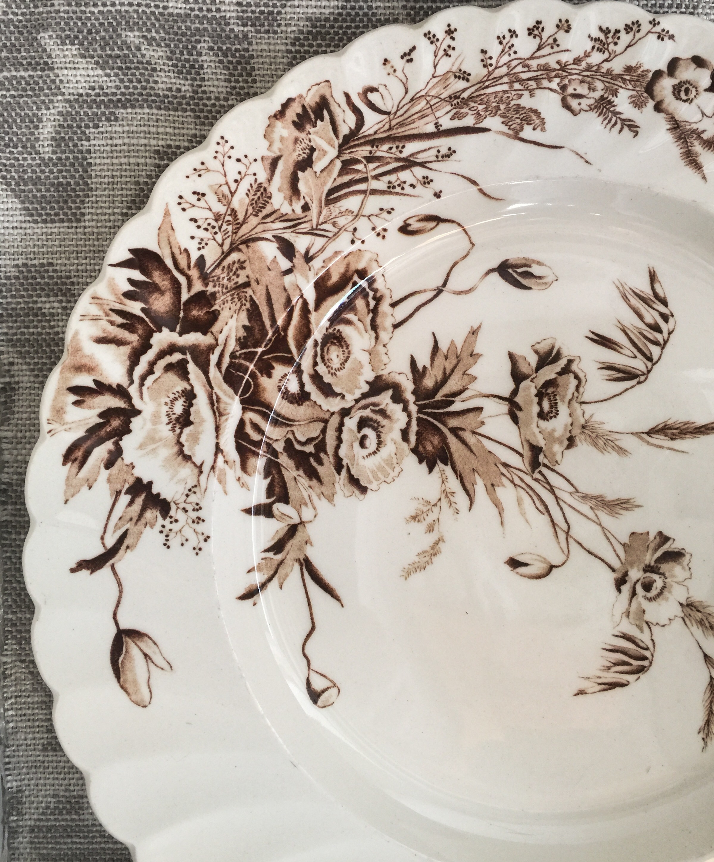 Brown Transferware Time Of Year