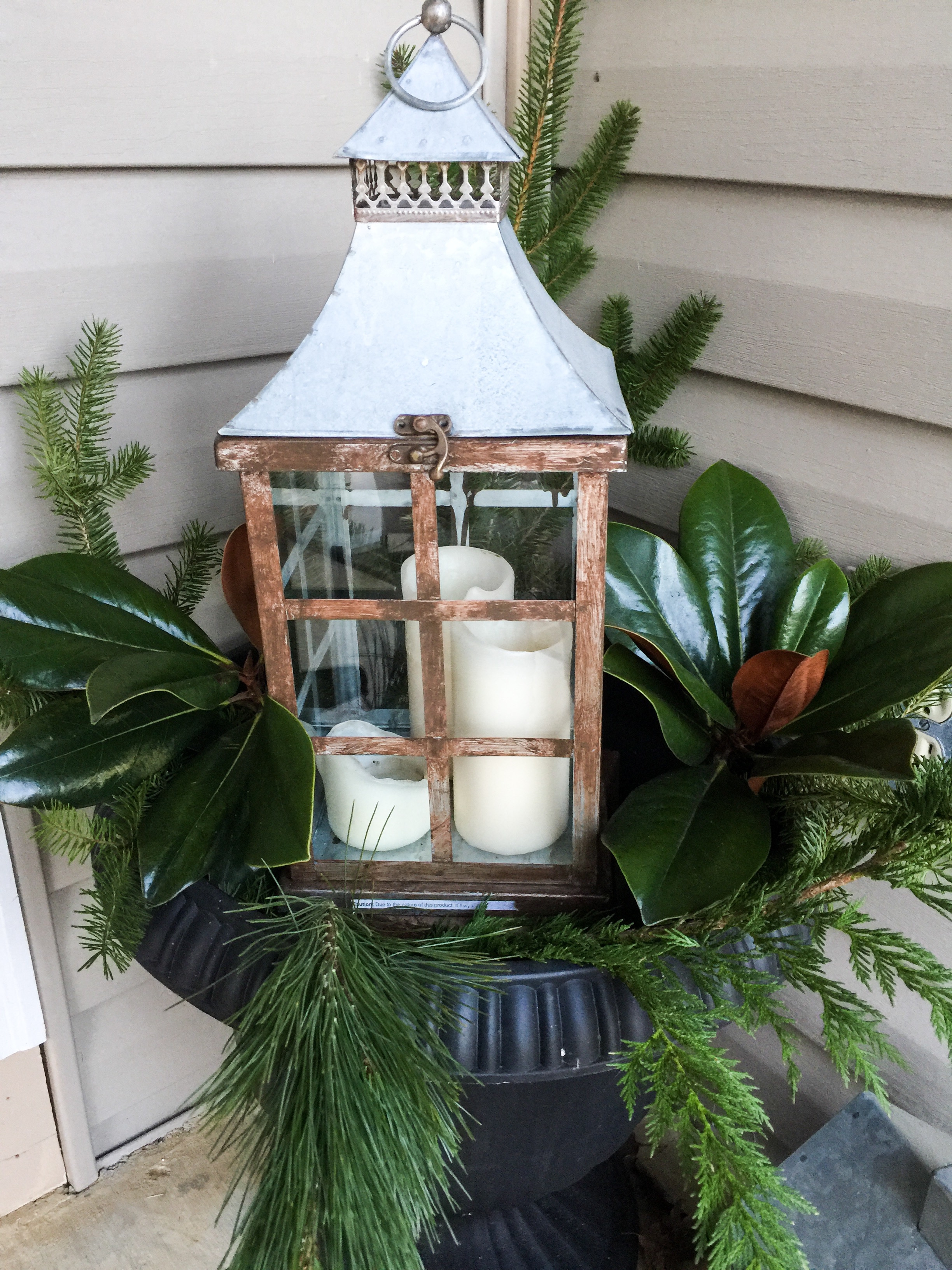 Magnolia & Galvanized Metal:  Our Christmas Front Porch