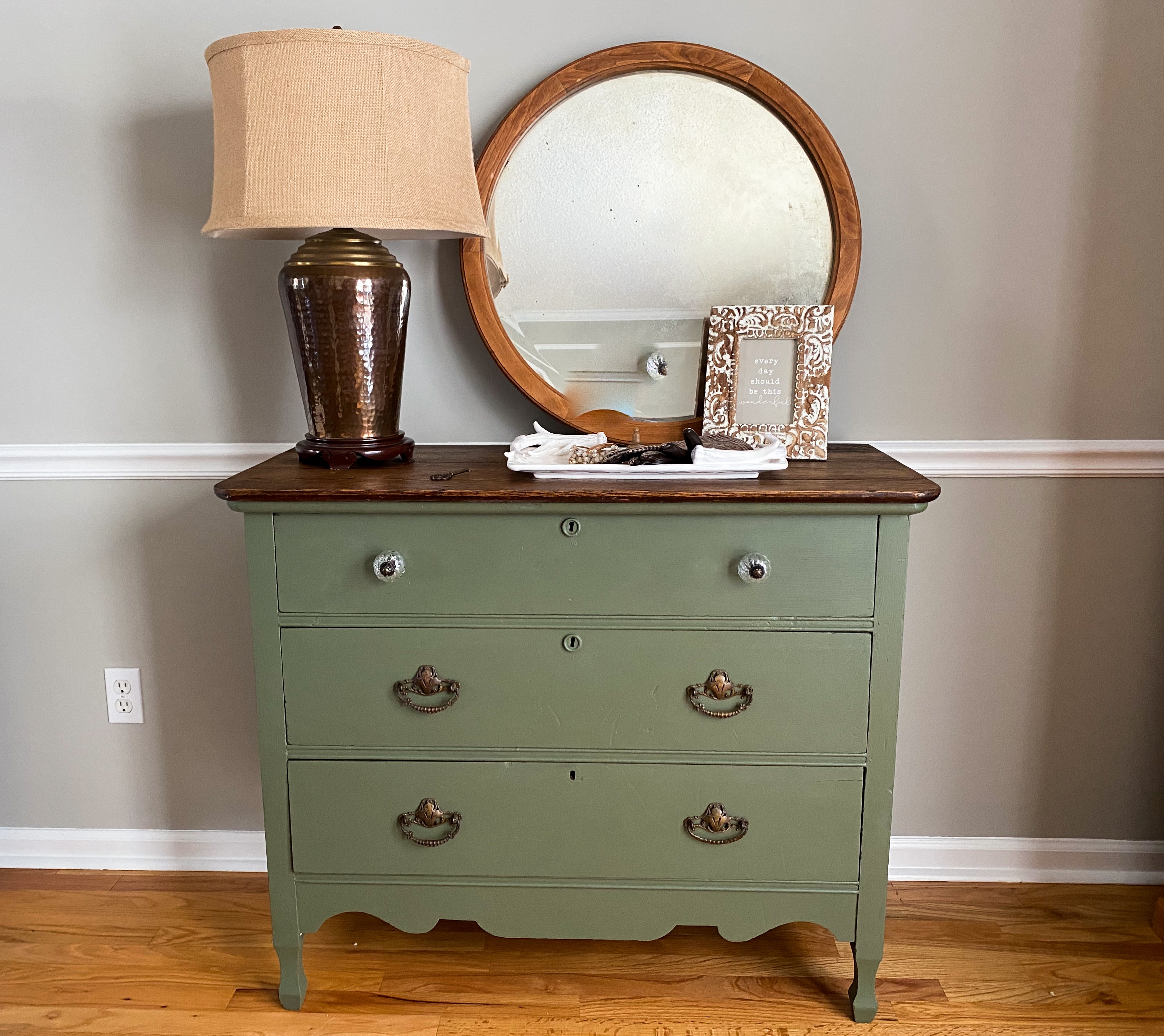 A Neglected Oak Dresser And The Coolest Antique Mirror EVER